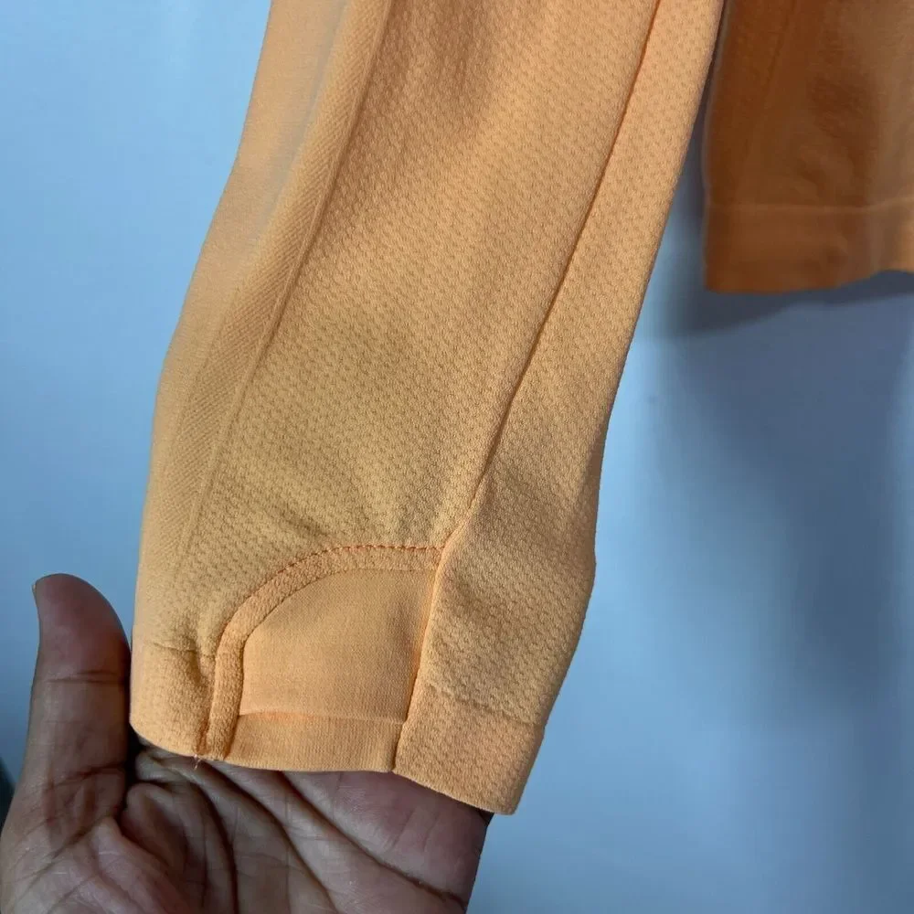 Athleta Girl Power Up Top Seamless Long Sleeve Girls XL Orange‎ Stretch Comfy